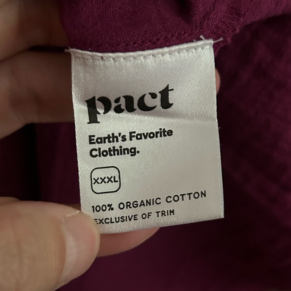 Pact Coastal Double Gauze Short Sleeve Gauzy Dress Size XXL Sangria - Picture 5 of 7